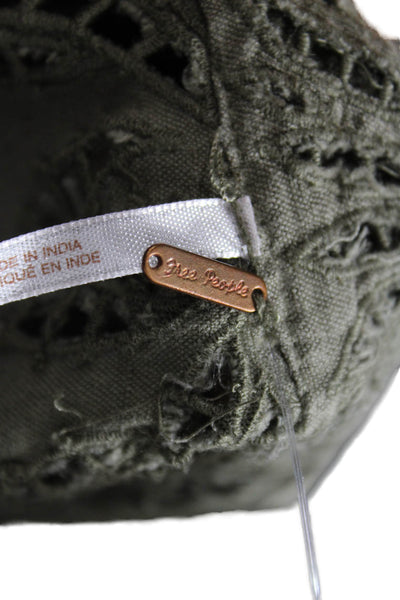 Free People Womens Biker Jacket Green Cotton Linen Long Sleeve Size 0