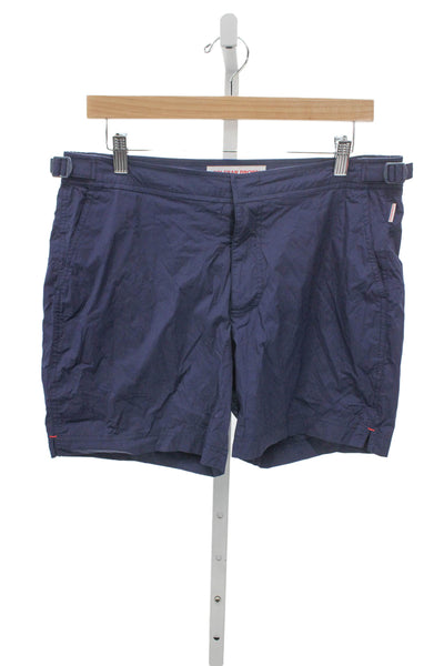 Orlebar Brown Mens Casual Blue Nylon Solid Shorts Size 32