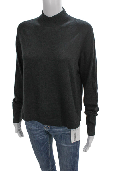 Theyskens Theory Women Gray Mock Neck 66% Cashmere Pullover Sweater Size M