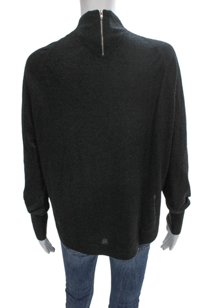 Theyskens Theory Women Gray Mock Neck 66% Cashmere Pullover Sweater Size M