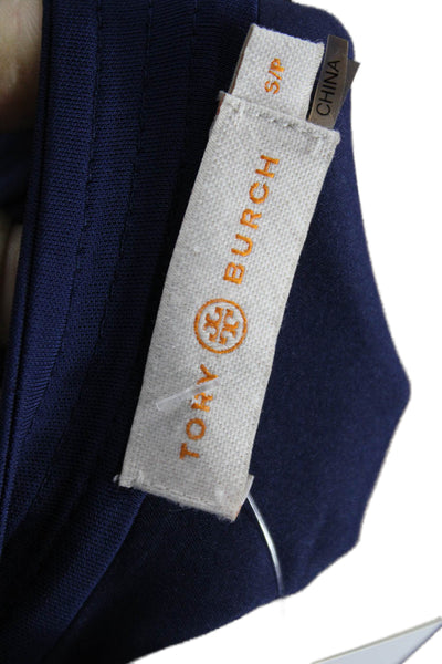Tory Burch Women Shift Dress Blue V-Neck Long-Sleeve Knee-Length Petite Size S