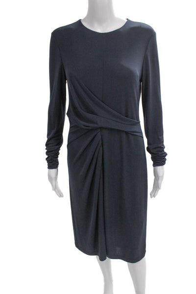 Elie Tahari Women Sheath Dress Blue Long Sleeve Round Neck Size S