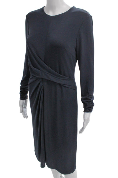 Elie Tahari Women Sheath Dress Blue Long Sleeve Round Neck Size S