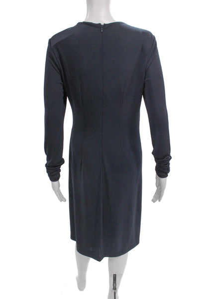 Elie Tahari Women Sheath Dress Blue Long Sleeve Round Neck Size S