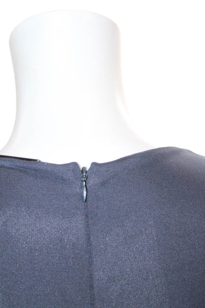 Elie Tahari Women Sheath Dress Blue Long Sleeve Round Neck Size S