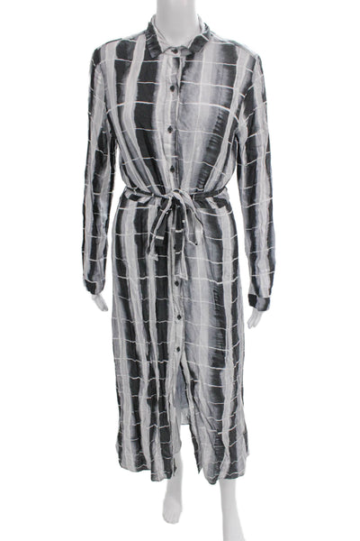 Cloth & Stone Womens Black Plaid Shirt Dress Midi Longsleeve Size S