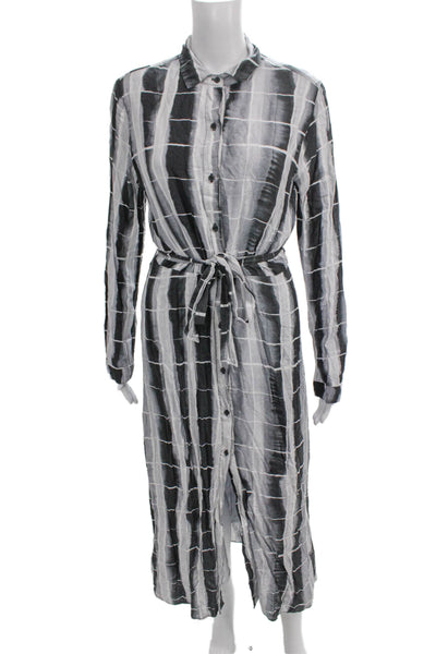 Cloth & Stone Womens Black Plaid Shirt Dress Midi Longsleeve Size S