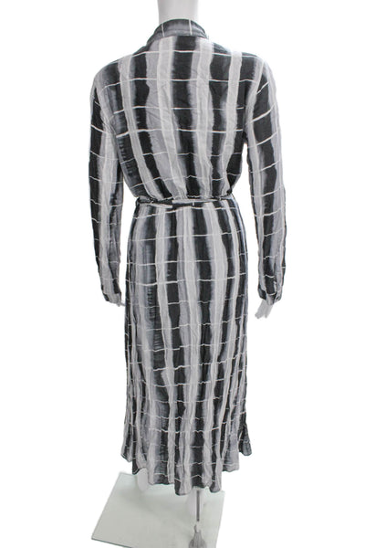 Cloth & Stone Womens Black Plaid Shirt Dress Midi Longsleeve Size S