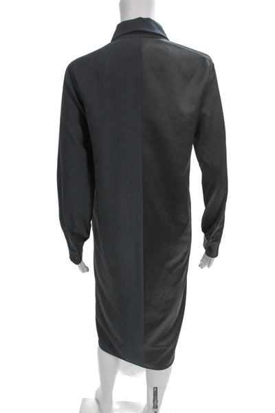 Hotel Particulier Womens Shirt Dress Black Long Sleeve Collared Button Size M