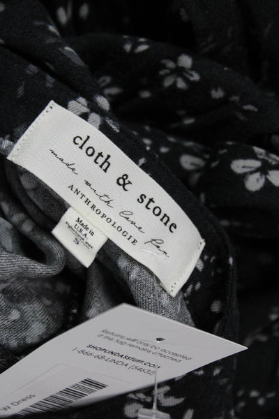 Cloth & Stone Women Shirt Dress Gray Floral Rayon Midi Long Sleeve Size S
