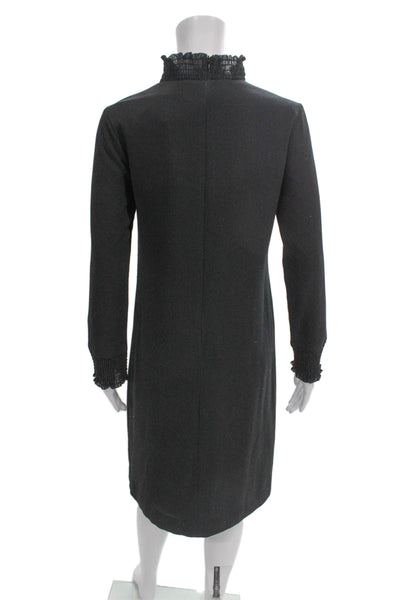Rowey Womens Shift Dress Gray Polyester Mock Neck Long Sleeve Size XS