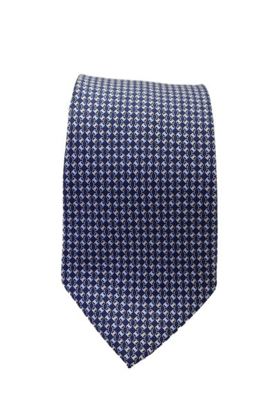 Salvatore Ferragamo Mens Silk Rope Print Necktie Navy Blue Beige