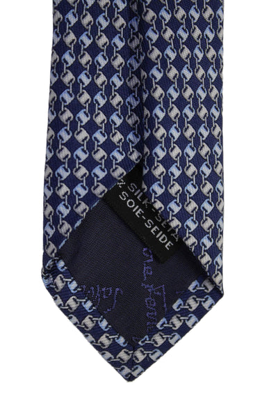 Salvatore Ferragamo Mens Silk Rope Print Necktie Navy Blue Beige