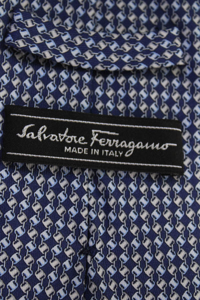 Salvatore Ferragamo Mens Silk Rope Print Necktie Navy Blue Beige