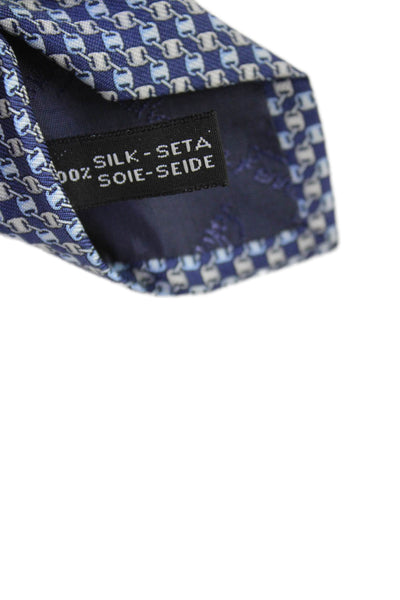 Salvatore Ferragamo Mens Silk Rope Print Necktie Navy Blue Beige
