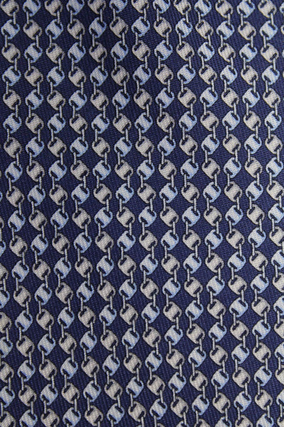 Salvatore Ferragamo Mens Silk Rope Print Necktie Navy Blue Beige