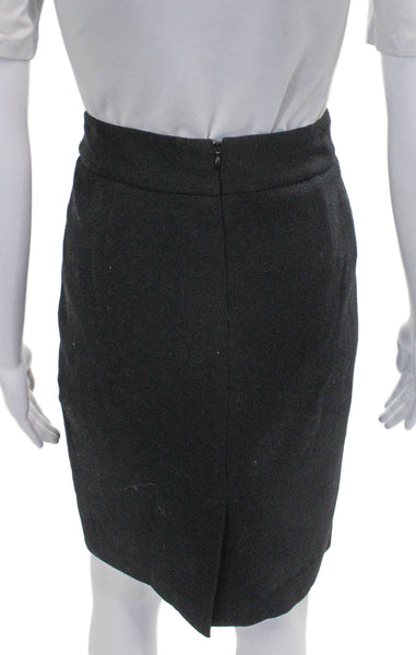 Armani Collezioni Women Wool Pencil Skirt Knee Length Gray Zip Size 6