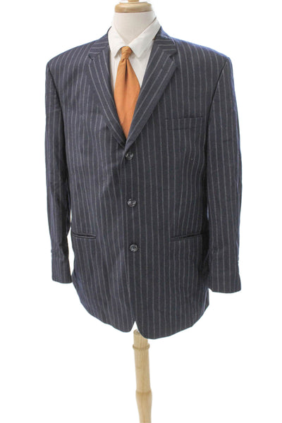 Calvin Klein Mens Blue Wool Striped Blazer Size 44