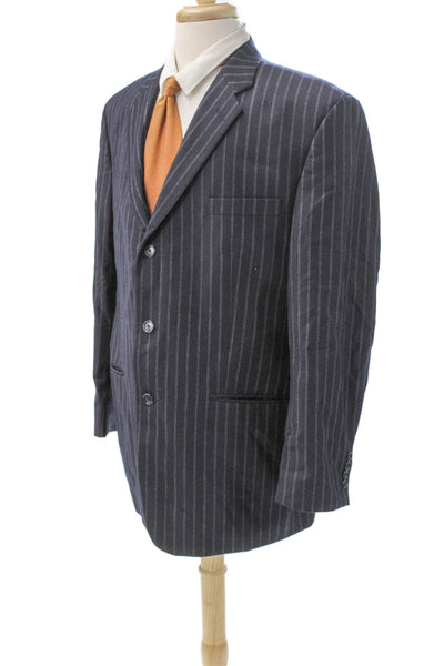 Calvin Klein Mens Blue Wool Striped Blazer Size 44