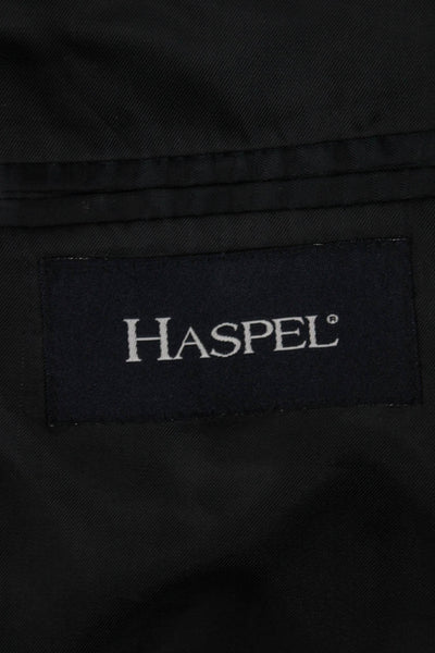 Haspel Mens Blazer Blue Plaid 100% Wool Size 42 Short