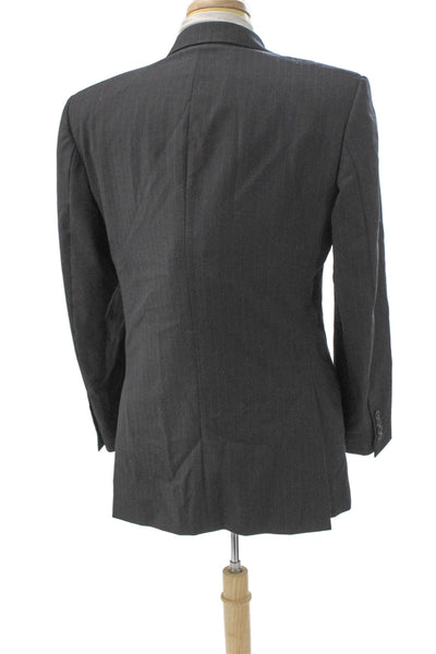 Yves Saint Laurent Mens Gray Striped Worsted Wool Blazer Size 38