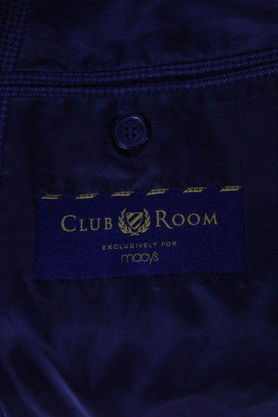 Club Room Mens Blue Wool Check Blazer Size 42