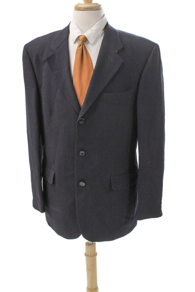 Boss Hugo Boss Mens Blue All Wool Solid Blazer Size 42
