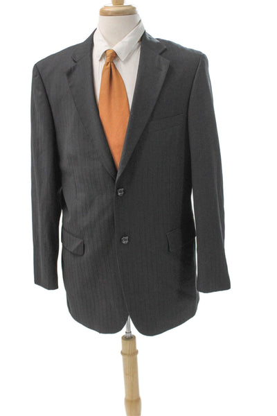 Caravelli Mens Black Striped Polyester Blazer Size 42