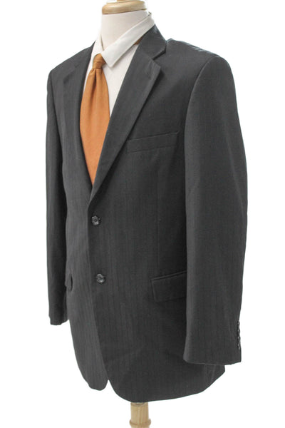 Caravelli Mens Black Striped Polyester Blazer Size 42