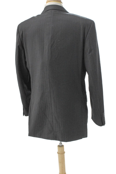 Caravelli Mens Black Striped Polyester Blazer Size 42