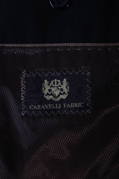 Caravelli Mens Black Striped Polyester Blazer Size 42