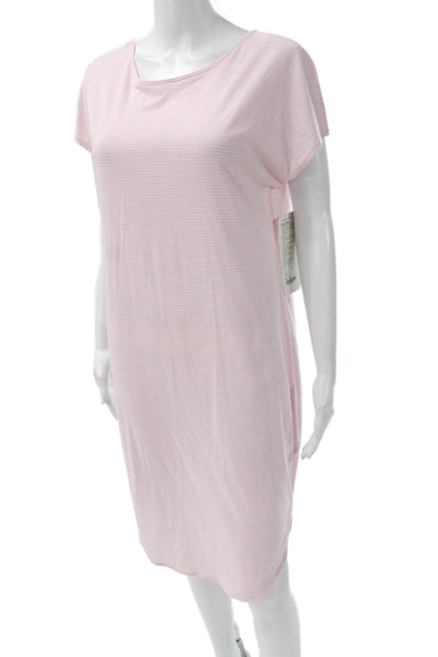 Lululemon Women T-Shirt Dress Pink Striped Short Sleeve Knee Length Size 10