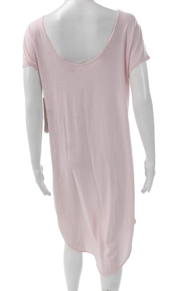 Lululemon Women T-Shirt Dress Pink Striped Short Sleeve Knee Length Size 10