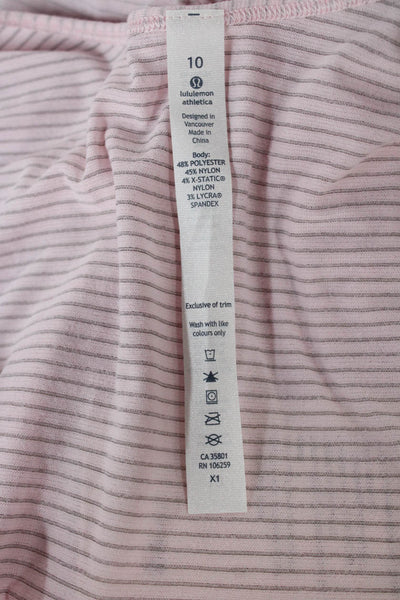 Lululemon Women T-Shirt Dress Pink Striped Short Sleeve Knee Length Size 10