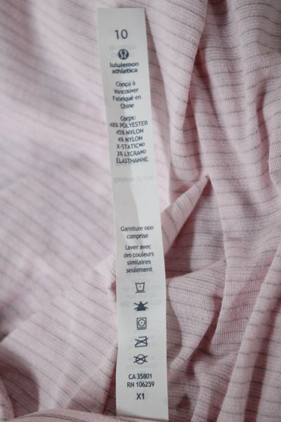 Lululemon Women T-Shirt Dress Pink Striped Short Sleeve Knee Length Size 10