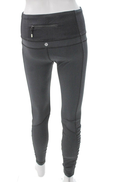 Lululemon Women Ankle Leggings Gray Nylon Pull On Size 8