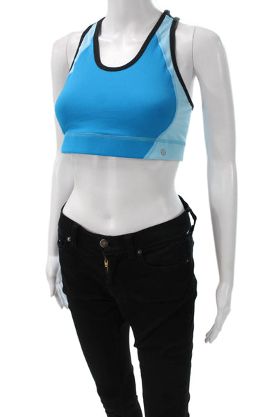 Lululemon Womens Scoop Neck Stretch Knit Colorblock Sports Bra Blue Size 10