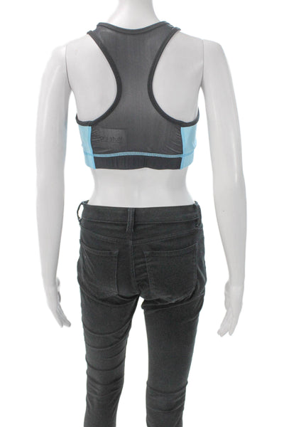 Lululemon Womens Scoop Neck Stretch Knit Colorblock Sports Bra Blue Size 10