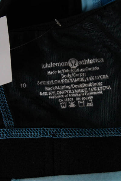 Lululemon Womens Scoop Neck Stretch Knit Colorblock Sports Bra Blue Size 10