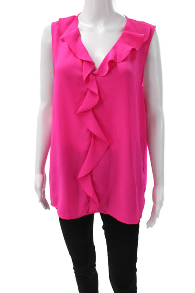 Vince Camuto Womens Basic Pink V-Neck Sleeveless Blouse Size XL