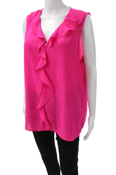 Vince Camuto Womens Basic Pink V-Neck Sleeveless Blouse Size XL