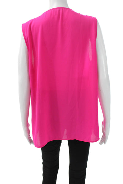 Vince Camuto Womens Basic Pink V-Neck Sleeveless Blouse Size XL
