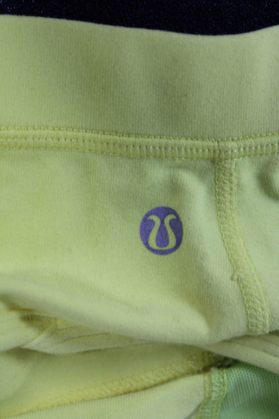 Lululemon Womens Spaghetti Strap Scoop Neck Mesh Trim Sports Bra Yellow Size 10