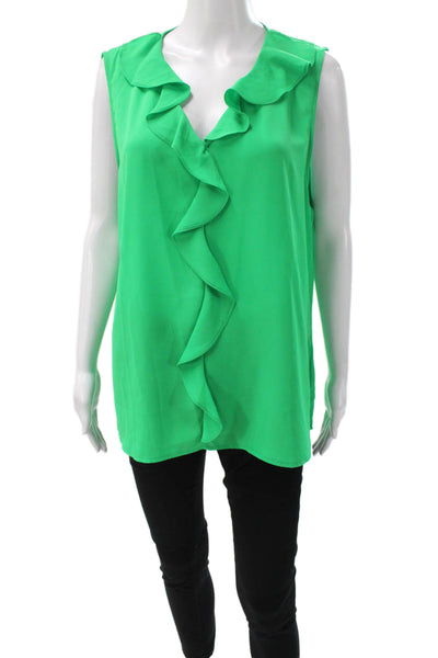 Vince Camuto Women Tunic V-Neck Sleeveless Green Polyester Size XL