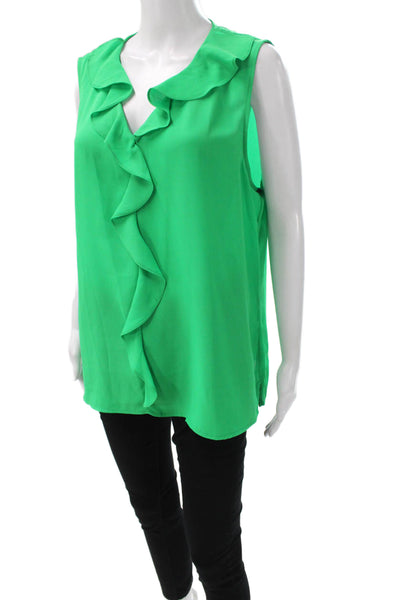 Vince Camuto Women Tunic V-Neck Sleeveless Green Polyester Size XL