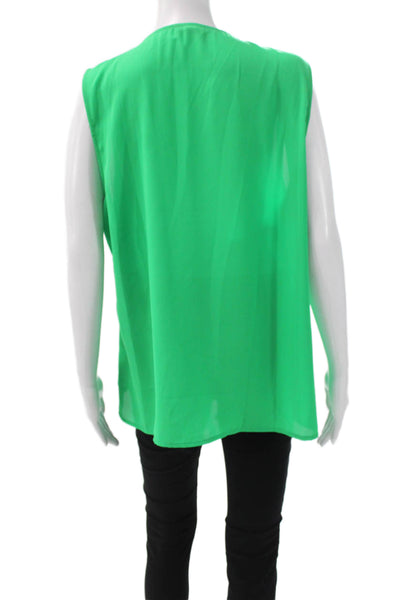 Vince Camuto Women Tunic V-Neck Sleeveless Green Polyester Size XL