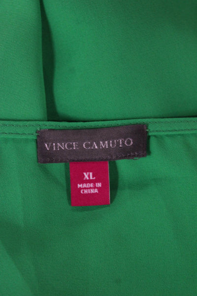 Vince Camuto Women Tunic V-Neck Sleeveless Green Polyester Size XL