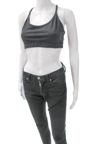 Lululemon Womens Spaghetti Strap Scoop Neck Sports Bra Black Size 10