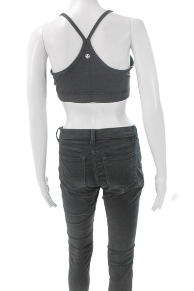 Lululemon Womens Spaghetti Strap Scoop Neck Sports Bra Black Size 10