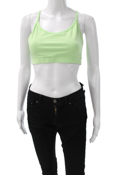 Lululemon Womens Spaghetti Strap Scoop Neck Mesh Trim Sports Bra Green Blue 10